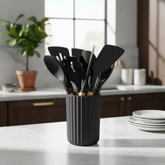 Set De Utensillos Cocina Silicona Mango Madera Carol