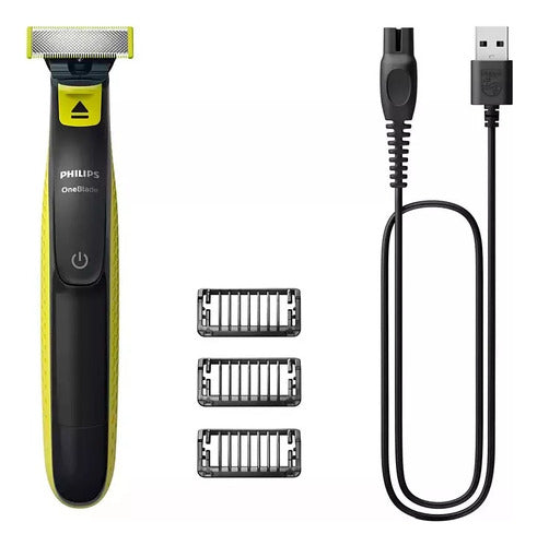 Afeitadora Philips Oneblade Qp2724/10 Recorta Afeita Usb Negro