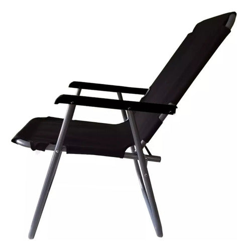 Reposera Playera Plegable Caño 1 Posicion Tela Oxford Negro