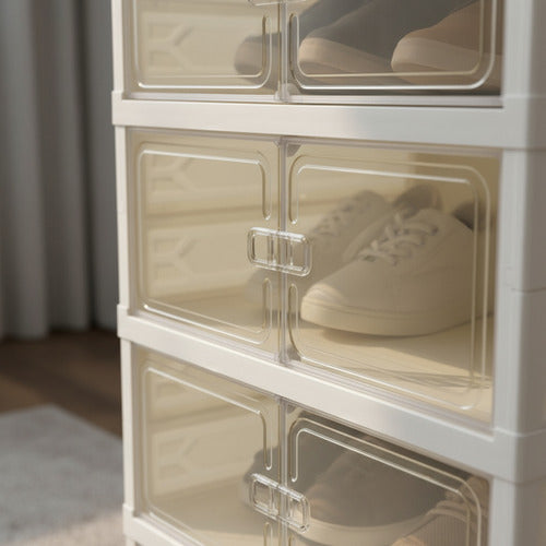 Organizador Plegable Plastico De Zapatillas 6 Cajones VIVENDI Blanco