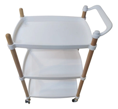 Mesa Carro Bar De 3 Estantes Con Ruedas Vivendi 11409 Blanco