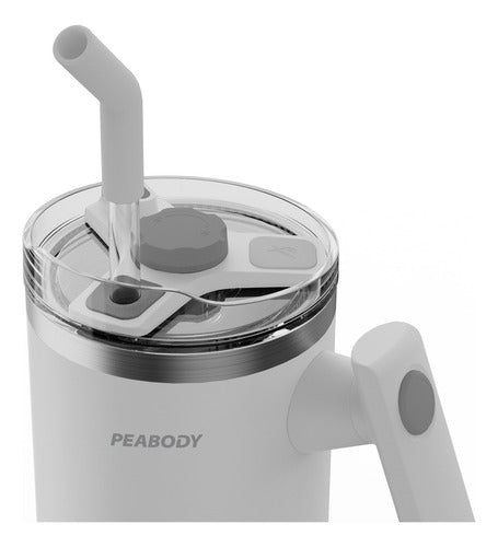 Vaso Térmico Mug Peabody Pe-mg1200 1200 Ml Doble Tapa Color Blanco Liso