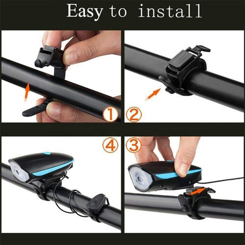 Luz Led Frontal Para Bicicleta Recargable De 250 Lumens Color Celeste