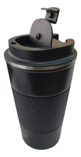 Vaso Promo Termico Acero Inox Con Tapa Frio Calor Vivendi Negro Liso