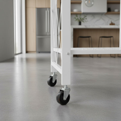Organizador Multiuso 3 Estantes Plegable Ruedas Tm Blanco Cs