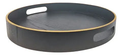 Bandeja Redonda C/asas Carol Negra De 35 X 5 Cm Negro