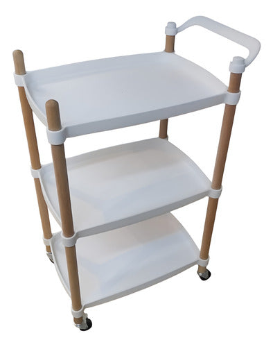 Mesa Carro Bar De 3 Estantes Con Ruedas Vivendi 11409 Blanco