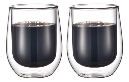 Vaso De Vidrio Con Doble Pared 2 Unidades Carol 200cc Transparente