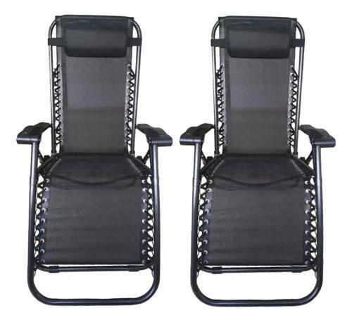 2 Reposeras Jardin Gravedad Zero Negro Hierro Coversol Cs