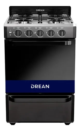 Cocina Drean 56cm Negra Horno 74l Luz Encendido Parrilla Multigas Cd5603an0 Negro
