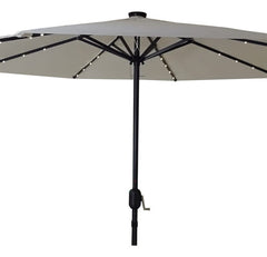 Sombrilla Central Playa Jardin 2,7m Base Manivela Luz Led C Beige Lisa