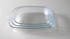 Juego 3 Asaderas Bandejas Rectangular De Vidrio Templado Cts Transparente