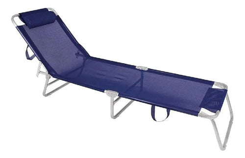 Reposera Cama Plegable Reclinable Aluminio Botafogo Azul Cts Azul