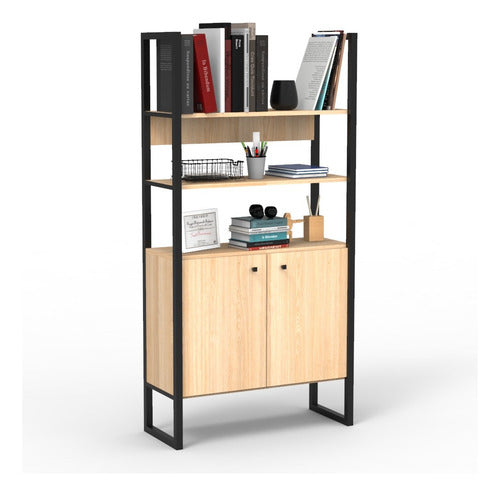 Biblioteca De Hierro Delos Dst22 Roble Nebraska Natural Cts Roble Nebraska Natural C/ Hierro Negro