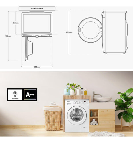 Lavarropas Samsung Ww70a4000 Automático Carga Frontal 7 Kg Inverter Blanco