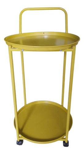 Mesa Carro Bar De Metal De 2 Niveles 4 Ruedas Tm Dorado Dorado Oscuro