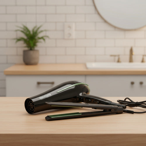 Secador Y Planchita De Pelo Ga.ma Avocado Ceramic Ion Nano - Negro