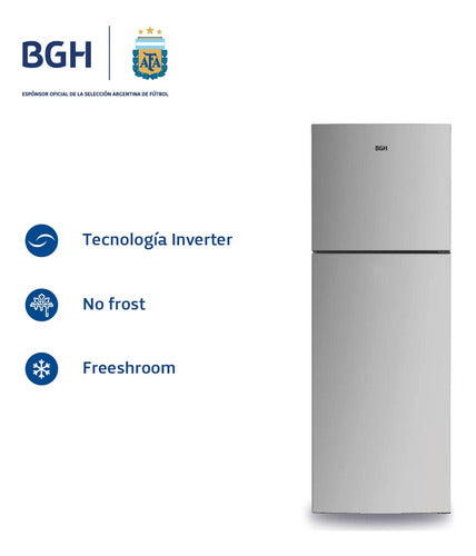 Heladera Inverter Top Mount No Frost Bgh Brt330i1a 338lts Gris