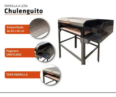 Parrilla Tromen Chulenguito A Leña Con Fogonero Y Tapa Chulenguito