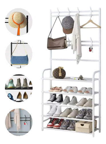 Perchero Multifunción Para Zapatos Sombreros 168cm Blanco Blanco