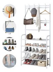 Perchero Multifunción Para Zapatos Sombreros 168cm Blanco Blanco