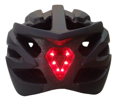 Casco Bicicleta Tm Con Ventilación Visera Luz Seguridad Talle L Negro