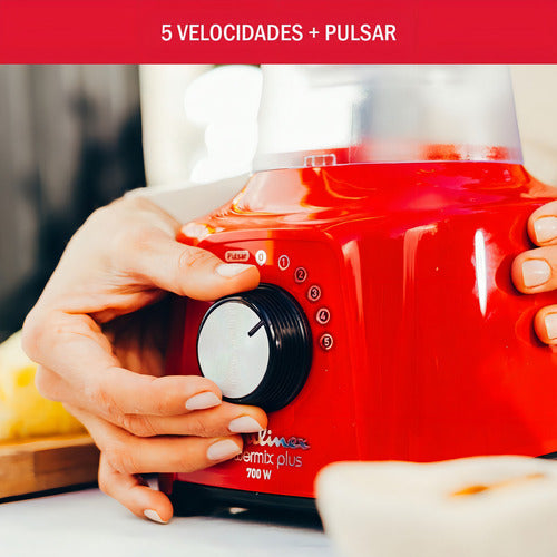 Licuadora Powermix Plus 2 Litros Roja Color Rojo Moulinex