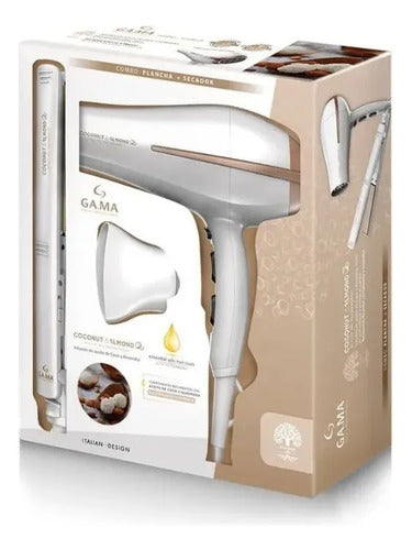 Combo Ga.ma Secador + Planchita Coconut Almond 230° 2200w