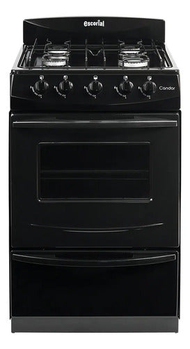 Cocina Negra Escorial Candor S2 Black 4 Hornallas Visor Y Parilla Gas Natural Negro