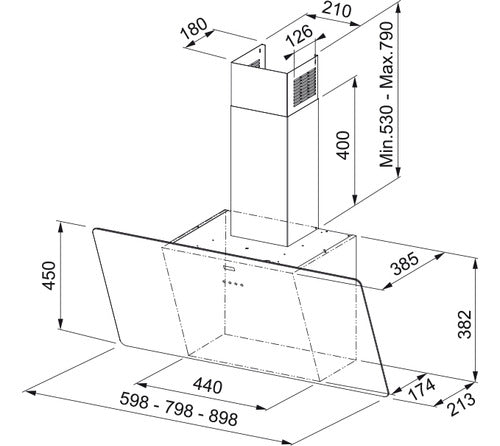 Campana De Pared Spar Franke Vertical Fp J615 V Bk 60cm Cs Negro