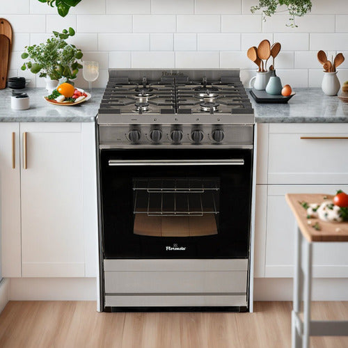 Cocina Semi Industrial Multigas Florencia 5818s Acero Inox Gris Oscuro