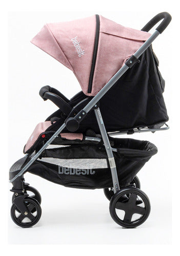 Cochecito De Paseo Con Manillar Rebatible Rosado Rosa Plateado