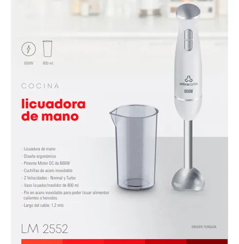 Licuadora De Mano Ultracomb Lm-2552 600w Inoxidable Inoxidable/blanco