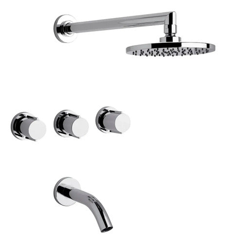 Grifería Ducha Bañera Con Trans Fv California Plus 0103/17p Plateado Cromado