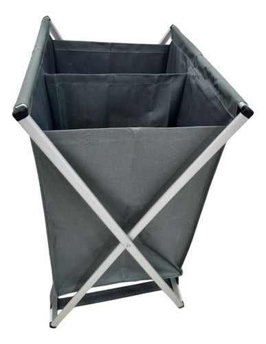 Cesto Organizador Para Ropa Sucia Plegable De 2 Divisiones Gris