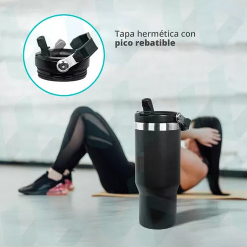 Vaso Termico Acero Inox Frio Calor Manija 900ml Tm Blanco Liso