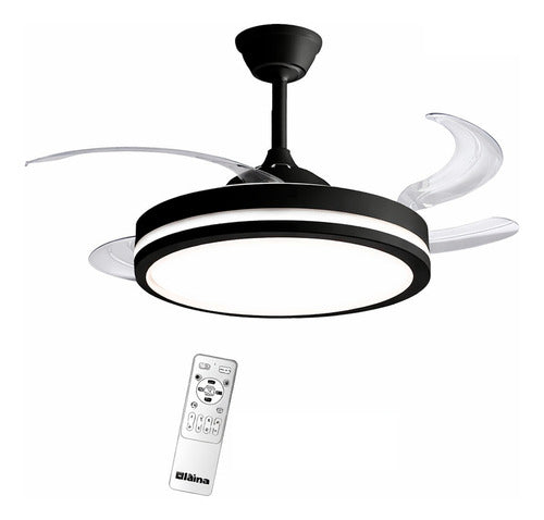 Ventilador De Techo Liliana 40 Vthn603r Palas Retractiles 4 1.06 Cm 50/60hz Negro Transparente Plástico