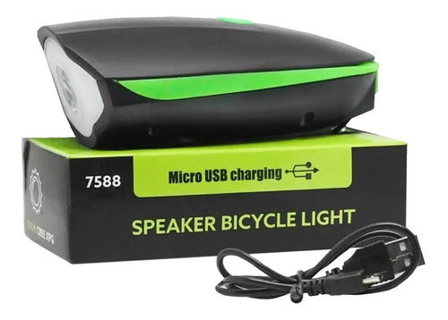 Luz Led Frontal Para Bicicleta Recargable De 250 Lumens Color Verde