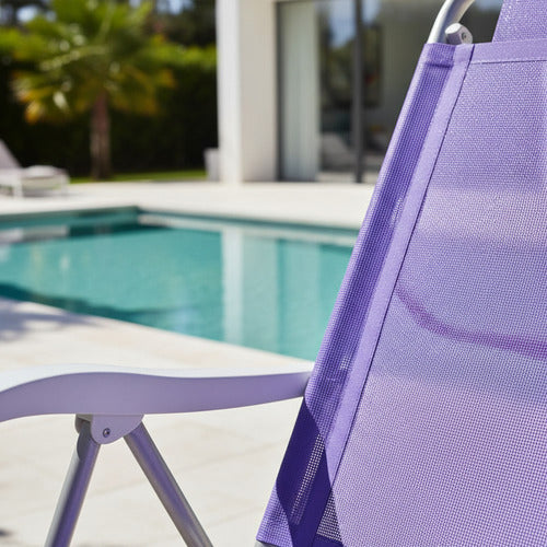 Reposera De 6 Posiciones Bel Sunny Aluminio Pvc Lila Violeta