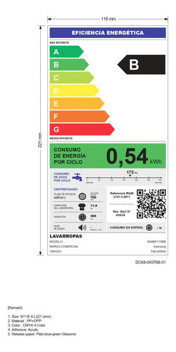 Lavarropas Samsung Carga Superior Wa80f11s8bbg 11 Kg Black Negro