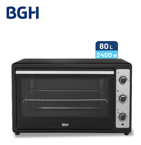 Horno Eléctrico Bgh 80 Litros Mecánico Negro Bhe80m25i