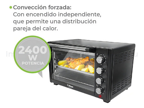 Horno Eléctrico Liliana A0600 60lts 250º 2400w C/convección Color Negro