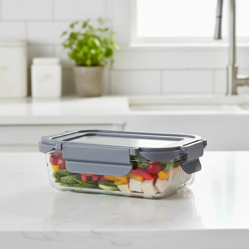 Taper Contenedor De Vidrio Tapa Hermetica Carol De 1040ml Gris