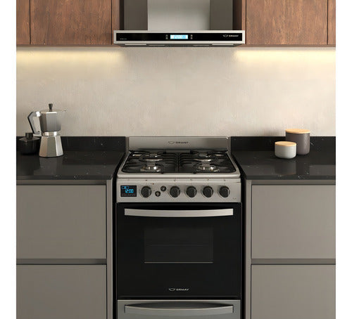 Cocina Ormay Evo Acero 4 Hornallas Timer Digital Modelo Color Gris