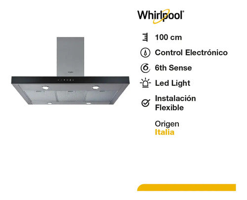 Campana Whirlpool Kr504ix1 Isla 100cm Color Negro Inox Color Inoxidable