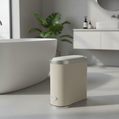 Cesto Basura Rectangular Inteligente Con Sensor Vivendi 12l Beige