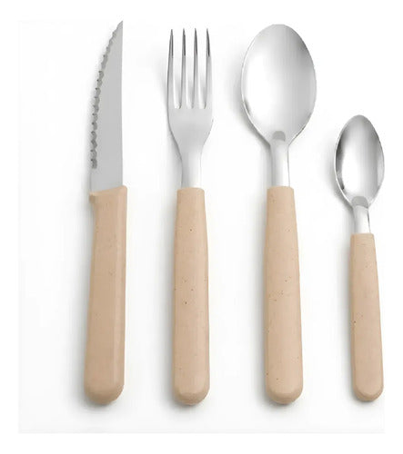 Set De 16 Piezas Juego De Cubiertos Inox Carol Linea Areia Damasco Areia