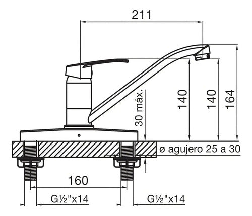Grifo De Cocina Monocomando Fv Arizona 0411.03/b1 Cromo