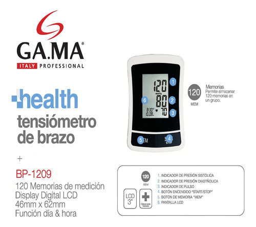 Tensiómetro Digital De Brazo Automático Ga.ma Italy Bp 1209