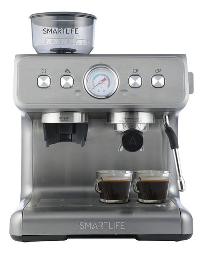 Cafetera Expresso Con Molinillo Smartlife Ecg5020 15 Bares Gris